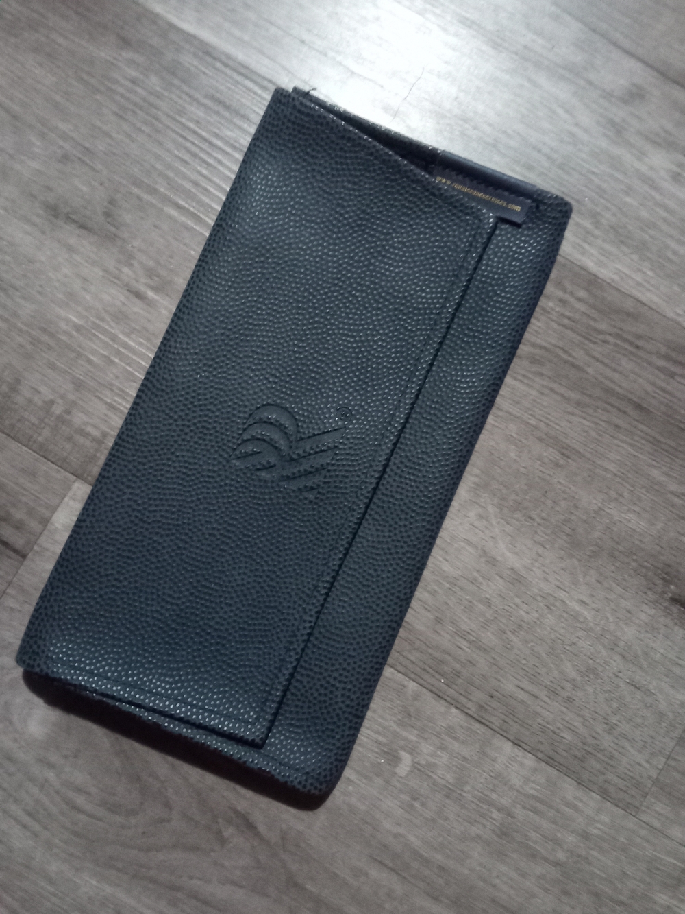Pebbled Black Long Wallet with Subtle Embossed Logo